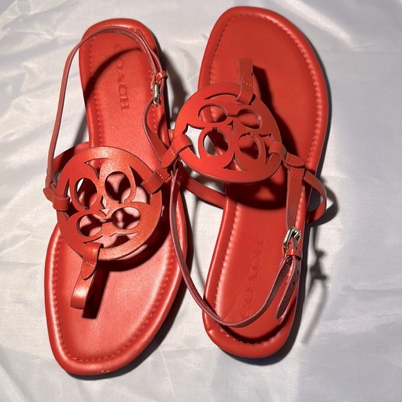 COACH mango sandals orange flats women’s size 9 - Picture 1 of 7